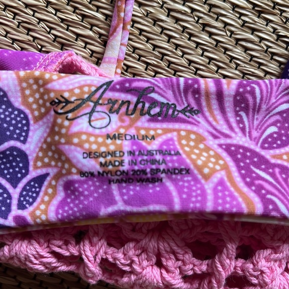 New Pink crochet bikini top, size medium, ties at neck. - Picture 5 of 7